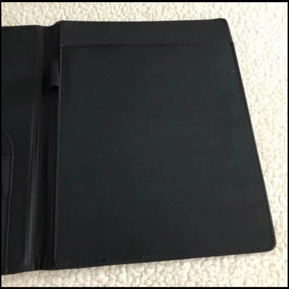 Notepad Holder w/ Calculator & Pen Holder 12”X10” Black multiple inside pockets